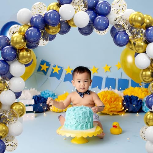 62pcs Gold Navy Blue Balloons Kit - 12 Inches Gold Blue Party Decoration Balloons for Graduation Baby Shower Birthday Graduation Party Decorations Favors - color: Gold Navy Blue