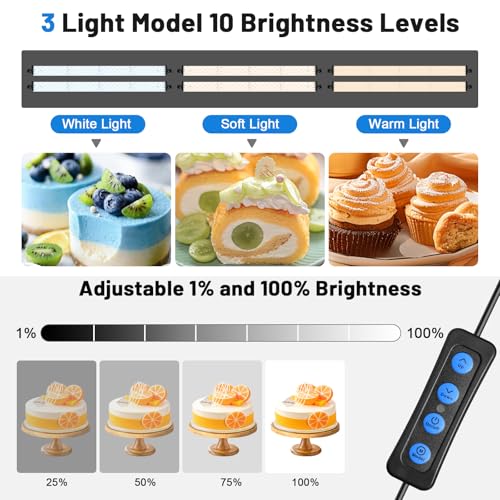 Photo Light Box 28x28 Inch for Photography, 3 Color 10-Level Adjustable Photo Box with Soft Light Cloth Professional Photo Background Shooting Tents White Light, Soft Light, Warm Light - size: 28x28 in (3 Color Temp)