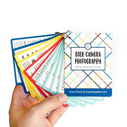 DSLR Cheat Sheet Cards for Canon, Nikon and Sony Cameras - Plastic Quick Reference Photography Cards | Camera Settings, Exposure & Manual Mode (Bright) - color: Bright