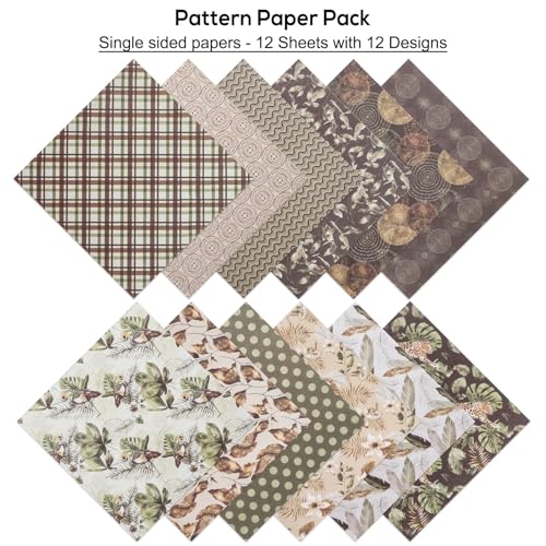 12 Sheets Scrapbook Paper Pads, 12 Designs 6"x6" Single Sides Patterned CardStock Papers, 160gsm Decorative Background Craft Paper, Scrapbooking Pad for Card Making DIY Projects(Leaf) - color: Leaf