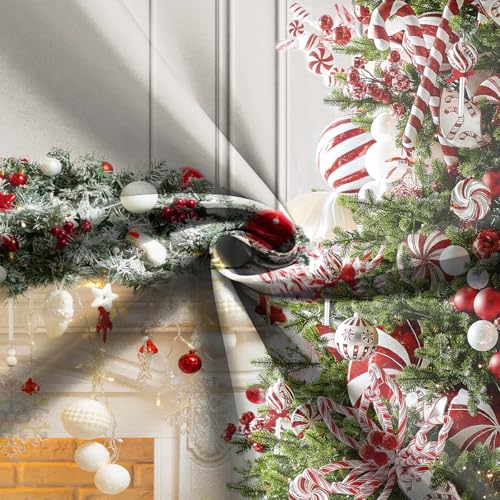 8x8 FT Christmas Fireplace Backdrop White Fireplace Red Xmas Tree Photography Background Winter Christmas Family Kids Holiday Party Theme Decorations Banner Photo Booth Props - size: 8x8 FT