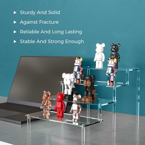 Acrylic Risers for Display 1 Pack 4 Tier Acrylic Display Risers Perfume Stand, Clear Cupcake Display Stand Holder for Perfume Figures Cupcake Dessert 9 IN