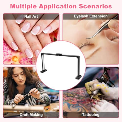 34in Half Moon Light for Nail Desk, Foldable LED Lamp for Nail Art, Tattooing, Craft Making, Stepless Dimming, 3000-6000K Color Temperature Adjustment, 456 Light Beads, Black - color: Black
