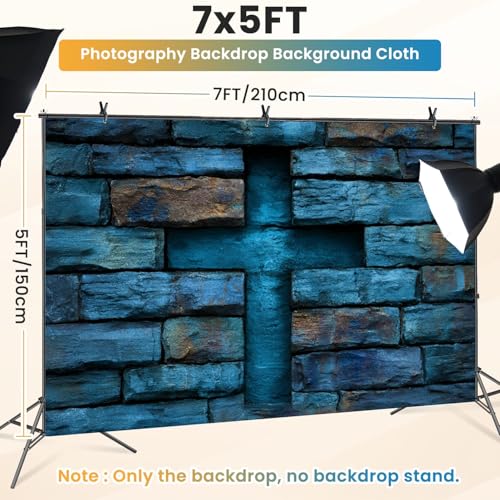 5x7ft Photography Backdrop Calvary Cross Grunge Wall Christian Cross Easter Photo Backdrop Photography Background for Photoshoot Portrait Video Party Photo Studio Prop Booth - color: Color6