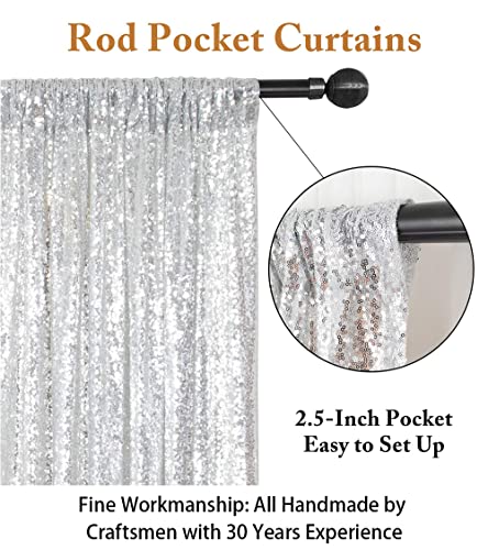 ShinyBeauty 5x7FT Silver Sequin Photo Backdrop Curtain - Premium Glitter Backdrop for Wedding, Birthday, Baby Shower Photography Backdrops - color: Silver, size: 5FTx7FT