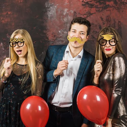 2026 Graduation Photo Booth Props, Black Gold Graduation Photo Prop Frame & Grad Photo Booth Props, Funny Grad Party Selfie Props, Selfie Photo Frame for High School and College Grad