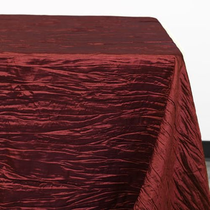 YOUR CHAIR COVERS - 90 x 132 inch Rectangular Crinkle Taffeta Tablecloth - Burgundy, Rectangle Table Linens for 6 ft Rectangular Tables, Wedding Crushed Table Cloth - color: Burgundy, size: 132" x 90" (Rectangular)