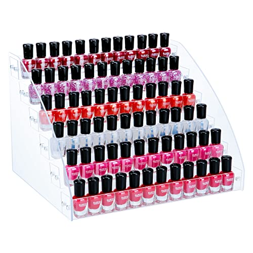 KINGROW Nail Polish Organizer Holder Rack 6 Layers Acrylic Display Shelf For Eyeglasses Essential Oils Ink Storage Holds Up to 96 Bottles (Fit 1-2oz Bottles) - size: 6 Layers