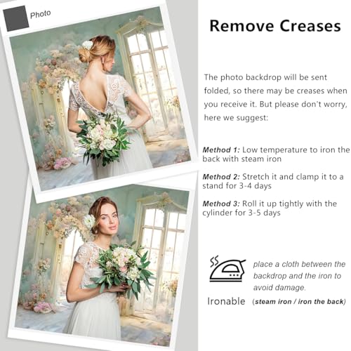 YongFoto European Style Oil Painting Backdrop 10x6.5ft Flowers Arched Door French Window Photography Background Birthday Bridal Shower Wedding Party Banner Home Decor Photoshoot Photo Studio Props - size: 10ftx6.5ft