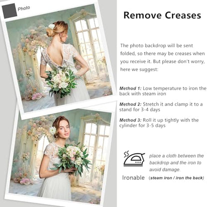 YongFoto European Style Oil Painting Backdrop 15x10ft Flowers Arched Door French Window Photography Background Birthday Bridal Shower Wedding Party Banner Home Decor Photoshoot Photo Studio Props - size: 15ftx10ft