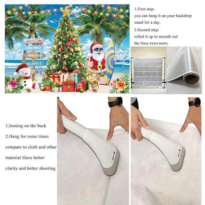 July Christmas Backdrop Summer Beach Santa Claus Christmas Tree Photography Background 8x6FT Tropical Hawaiian Xmas Party Decorations Supplies Photo Props - size: 8x6FT: 96x72 inch
