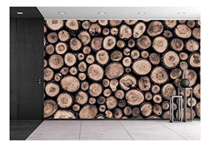 wall26 - Wall Background Made from Log Wood - Removable Wall Mural | Self-Adhesive Large Wallpaper - 66x96 inches - color: Artwork - 01, size: 66"x96"