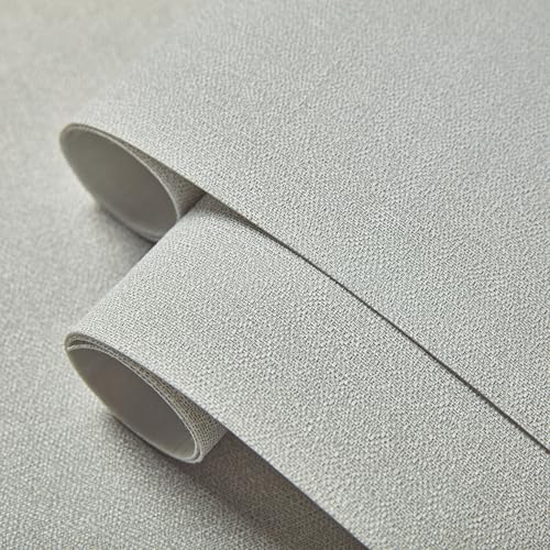 Fabric Grasscloth Texture Self-Adhesive Wallpaper Linen Peel and Stick Wallpaper Easy to Apply Removable Easy to Clean for Bedroom Livingroom Cabinet 16.5inx236.2in -Gray - color: Gray