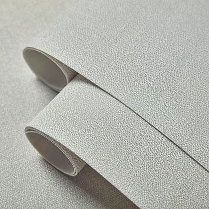 Fabric Grasscloth Texture Self-Adhesive Wallpaper Linen Peel and Stick Wallpaper Easy to Apply Removable Easy to Clean for Bedroom Livingroom Cabinet 16.5inx236.2in -Gray - color: Gray