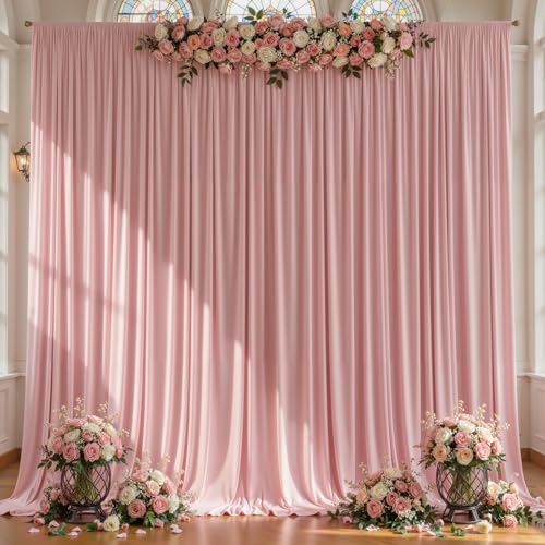 2 Panles Dusty Rose Backdrop Curtains - Wrinkle Free Fabric Backdrop Curtain for Photoshoot,10ft Wedding Party Photo Backdrop Drapes for Birthday Baby Shower Photography Stage Background Decorations - color: Dusty Rose, size: W4' x H10'(2 panels)