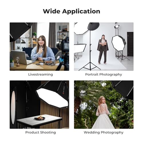 K&F CONCEPT 35''/90cm Octagonal Softbox, Quick Release Bowens Mount Softbox with Honeycomb Grid, Light Diffusers, Carrying Bag, for Photography Studio Speedlite Flash and Monolight