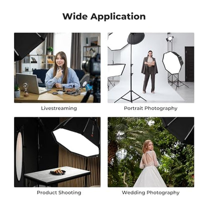 K&F CONCEPT 35''/90cm Octagonal Softbox, Quick Release Bowens Mount Softbox with Honeycomb Grid, Light Diffusers, Carrying Bag, for Photography Studio Speedlite Flash and Monolight