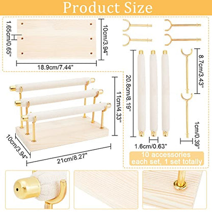 NBEADS 3-Tier Ring Display Stands, Wood Detachable Ring Organizer, Wooden Ring Holder with Golden End Jewelry Storage Organizer Tower Ring Display Jewelry Shelf (RDIS-WH0009-009-US6) - color: 3-Tier Wooden L.w.thi: 8.27x3.94x4.33"