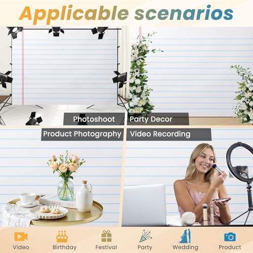 5x7ft Photography Backdrop Back to School Notebook Paper Round Top Kindergarten Birthday Party Photo Backdrop Photography Background for Photoshoot Portrait Video Party Photo Studio Prop Booth - color: Color4