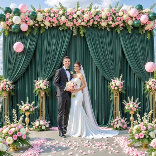 10ft x 7ft Hunter Green Backdrop Curtain for Parties Dark Green Wrinkle Free Backdrop Drapes Panels for Baby Shower Birthday Party Photo Photography Polyester Fabric Background Decoration - color: Blackish Green, size: 10FTx7FT (W5'xH7', 2 Panels)