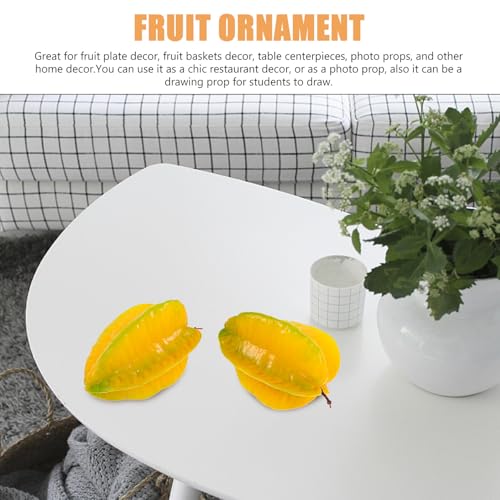 Simulated Starfruit Artificial Fruit Decoration 2pcs Plastic Fake Fruit Prop Photography Home Décor Model for Display and Window Styling