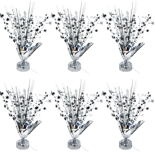 6 Pack Metallic Foil Spray Table Centerpiece Decoration Star Brust Glitter Table Topper Decor for Birthday Graduation Holiday Christmas New Year's Eve Celebration Party Supplies Black Silver - color: Black Silver