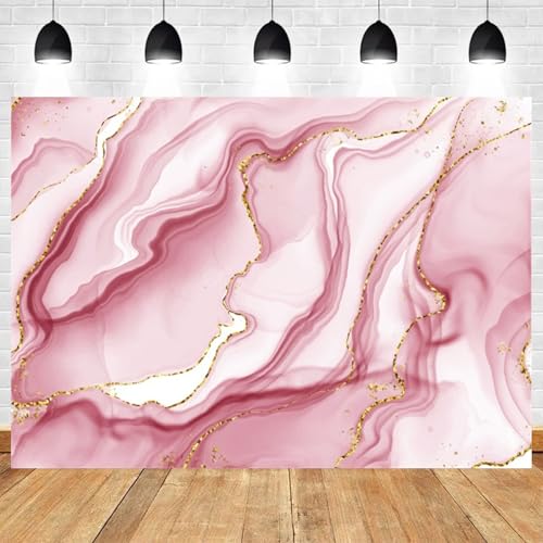 5x3ft Abstract Pink Marble Backdrop Gold Foil Lines Flowing Art Background for Photography Wedding Party Boho Decorations Stylish Photo Prop - color: Color 23, size: 5x3ft