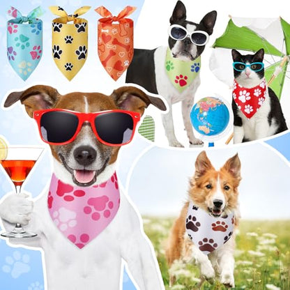 Abbylike 100 Pcs Paw Print Dog Bandanas Bulk Soft Triangle Kerchief Bibs Scarf Set for Pets Dogs Walking Photo Props Pets Shops Adoption Events Party Costume (31.5 x 21.7 x 21.7 Inch) - size: 31.5 X 21.7 X 21.7 Inch, style: Paw Print