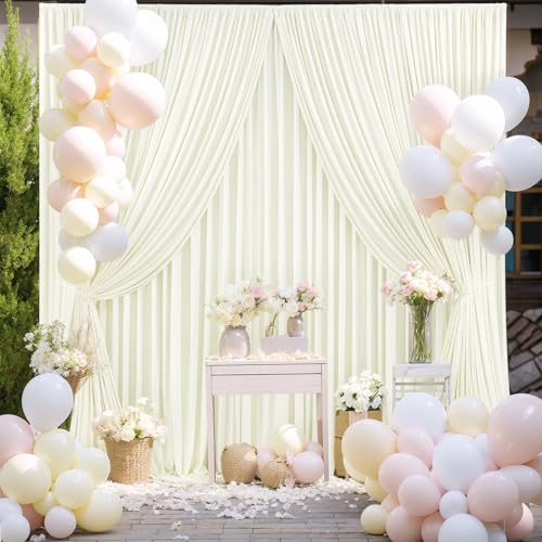 20ft x 12ft Ivory Backdrop Curtains Panels for Party Wrinkle Free Fabric Backdrop Drapes Decorations Cloth for Wedding Baby Shower Photography Engagement Bridal Shower Gender Reveal Background Curtain - color: Ivory, size: W5' x H12'(4 panels)