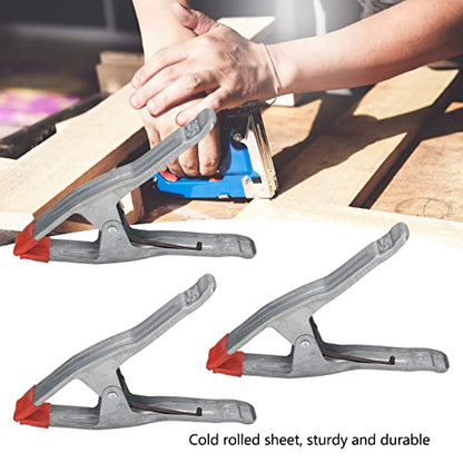 Heavy Duty 9 Inch Spring Clamps A Shape Metal Woodworking Clips for Tarpaulins Wooden Boards Photography Backgrounds Galvanized Iron Silver Red 3PCS Set