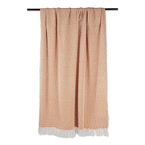 DII Rustic Farmhouse Double Diamond Woven Throw, 50x60, Pumpkin Spice - color: Pumpkin Spice
