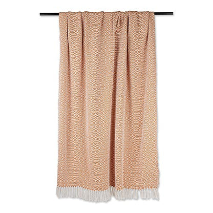 DII Rustic Farmhouse Double Diamond Woven Throw, 50x60, Pumpkin Spice - color: Pumpkin Spice