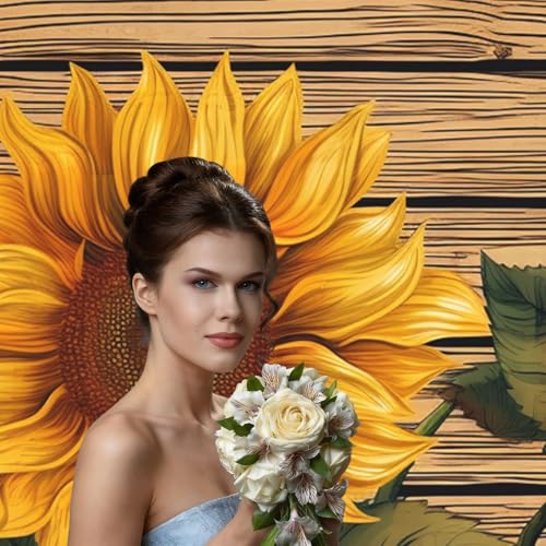 Paint Wooden Board Sunflower Backdrop Background for Photography 5x7ft Photobooth Professional Photo Backdrop Curtains Video Photography Studio Photo Backgrounds Banner Booth Background Screen Parties - color: Paint Wooden Board Sunflower