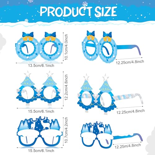 36 Pcs Winter Party Favors Snowflake Paper Eyeglasses Winter Wonderland Party Decorations Photo Booth Props for Christmas Holiday Baby Shower Birthday Supplies - style: Winter