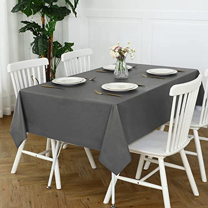 Romanstile 100% Waterproof PVC Tablecloth, Rectangle Oil Spill Proof Stain Resistant Vinyl Table Cloth, Wipe Clean Plastic Table Covers for Kitchen/Dining/Parties - 60 x 102 Inch, Dark Grey - color: Dark Grey, size: 60" x 102" (Rectangular)
