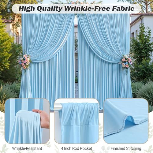 8ftx10ft Wrinkle Free Blue Backdrop Curtain - 10 Feet Photography Backdrop Drapes, Silky Polyester Back Drop Cloth for Wedding Baby Shower Balloon Arch Background - color: Blue, size: 8FTx10FT (W4'xH10', 2 Panels)