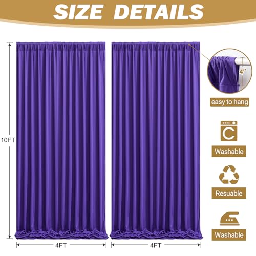 8ftx10ft Wrinkle Free Purple Backdrop Curtain - 10 Feet Photography Backdrop Drapes, Silky Polyester Back Drop Cloth for Wedding Baby Shower Balloon Arch Background - color: Purple, size: 8FTx10FT (W4'xH10', 2 Panels)