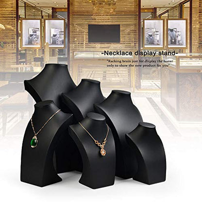 Oirlv Leather Necklace Display Stand Black Jewelry Mannequin H13.2inch - size: H13.39"