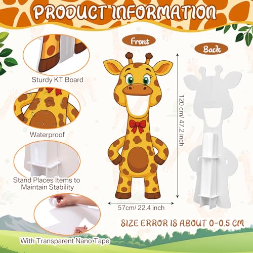 Capoda Jungle Safari Face in a Hole Photo Booth Props Life Size Safari Animal Stand Up Cardboard Cutout Jungle Photography Decor for Zoo Animal Lion Giraffe Theme Birthday Supplies (Giraffe) - style: Giraffe