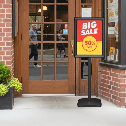 3-Pack Heavy Duty Pedestal Sign Holder Stand 11x17 Inch, Adjustable Floor Standing Sign Holder with Weighted Base, Vertical & Horizontal Menus Signage Stands for Outdoor Advertising, Posters, Black - color: Black, size: 3 Pack - 11x17 in