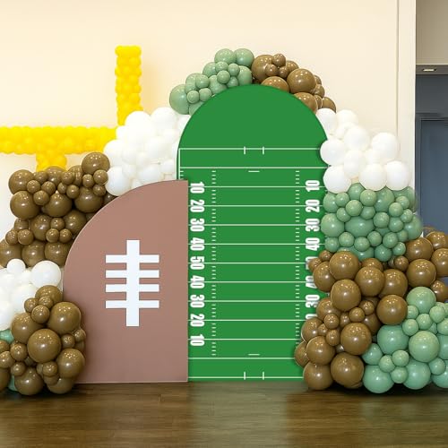 VitalCozy 7.2ft Sports Football Field Birthday Party Arch Backdrop Cover Football Photography Backdrops Spandex Fitted Arch Stand Covers for Rugby Balloons Birthday Parties - style: Football Field
