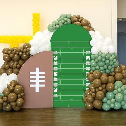 VitalCozy 7.2ft Sports Football Field Birthday Party Arch Backdrop Cover Football Photography Backdrops Spandex Fitted Arch Stand Covers for Rugby Balloons Birthday Parties - style: Football Field