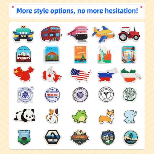 15 Pcs Fake Passport Book for Kids with 150 Non-Repeating Stickers (Including 3 Themes), Suitable for Party Favors, Scrapbooking, Arts and Crafts, School Supplies, Wall Stickers