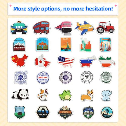 15 Pcs Fake Passport Book for Kids with 150 Non-Repeating Stickers (Including 3 Themes), Suitable for Party Favors, Scrapbooking, Arts and Crafts, School Supplies, Wall Stickers