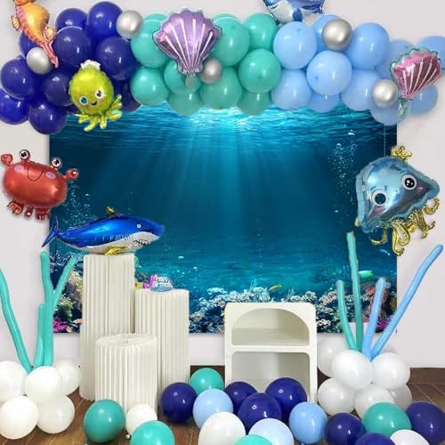 Sensfun 7x5ft Underwater World Backdrop Fabric Under The Sea Photography Backdrops Tropical Fish Coral Deep Ocean Sunlight Seabed Background Undersea Baby Shower Birthday Party Decoration Photo Props