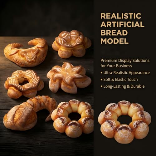 Lifelike PU Bread Prop for Holiday Decor, Simulation Artisan Loaf for Thanksgiving Table, Christmas Kitchen Styling, Halloween Display (B8)