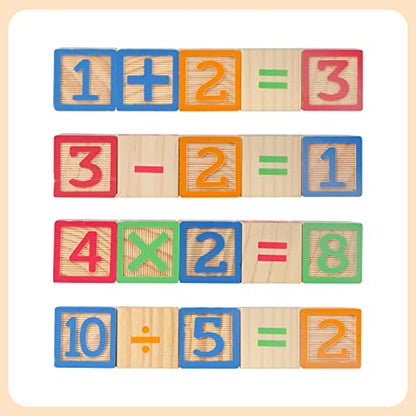 ABC Wooden Building Blocks for Toddlers 3 Large, 40 PCS Alphabet & Number Stacking Blocks with Storage Tray, Montessori Educational Learning Toys for Boys Girls Kids Gifts 1.65" - style: 40 abc blocks tray