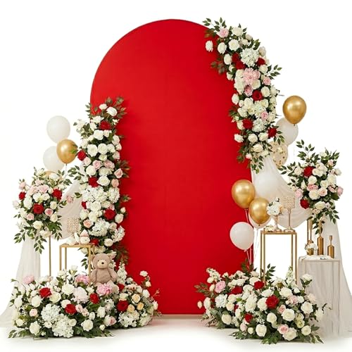 6.6FT Red Arch Backdrop Cover, Spandex Fitted Stretchy Arch Covers for Wedding, Birthday Party, Bridal Baby Shower, Ceremony - color: Red, size: 6.6FT