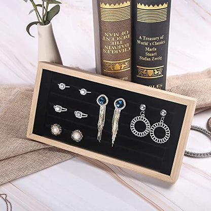 Bamboo Ring Holder,Ring Display Stand,Jewelry Organizer Stand for Rings Earrings Selling (Black) - color: Black