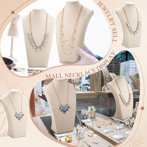 Kigley 3 Pcs Linen Jewelry Display Bust Necklace Display Stand Necklace Mannequin Holder for Jewelry Selling Trade Shows - size: 13.4 x 8.1 Inch